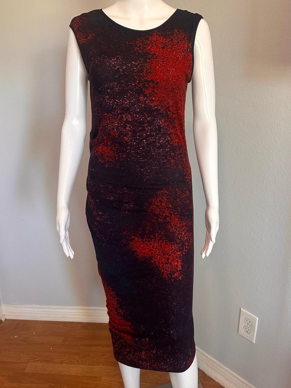 Red and Black Speckled Knit Designer Dress